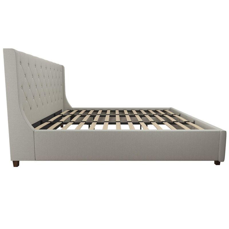 Light Gray Linen Tufted King Upholstered Bed with Metal Frame