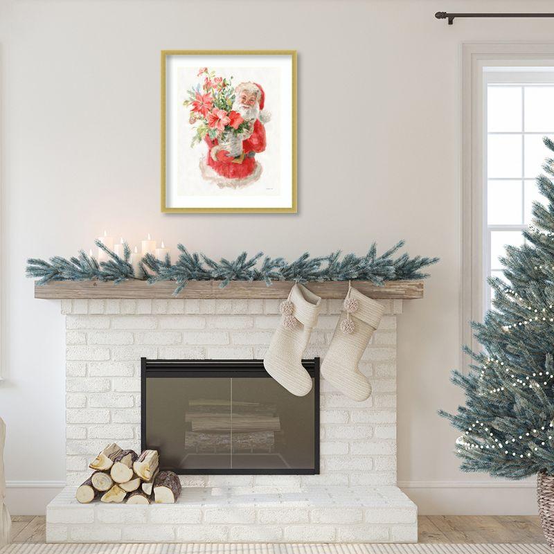 Amanti Art Floral Santa by Danhui Nai Wood Framed Wall Art Print 21 in. x 25 in.