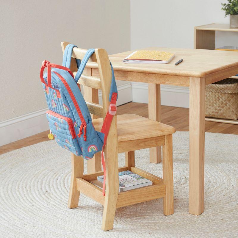 Natural Rubberwood Ladderback Kids Chairs with Storage, 2-Pack