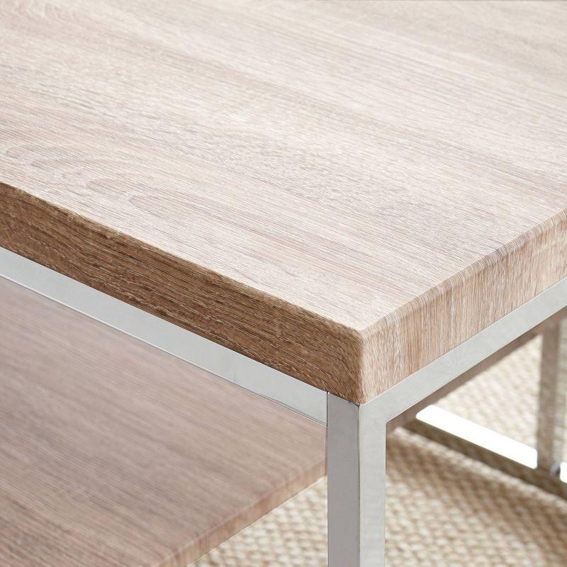 Lucia Chairside End Table Brown - Steve Silver: Chrome Frame, Wood Top, Space-Saving Design