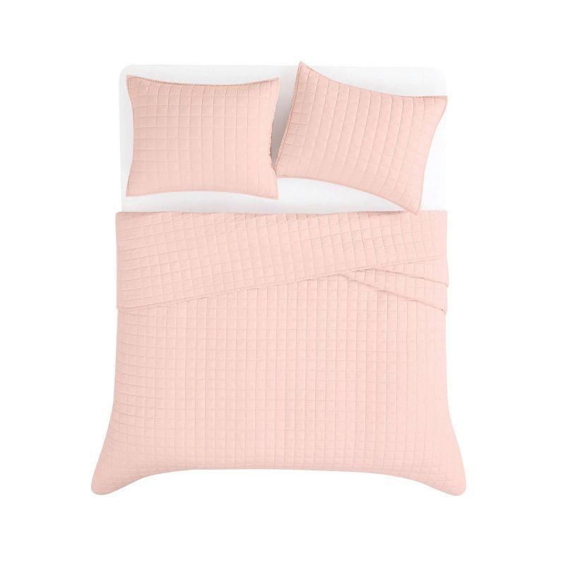 Brooklyn Loom 3pc King Flax Linen Quilt Set Blush