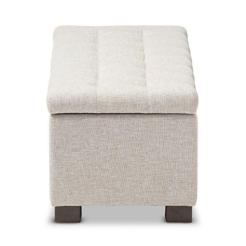 Roanoke Modern And Contemporary Fabric Upholstered Grid - Tufting Storage Ottoman Bench - Baxton Studio