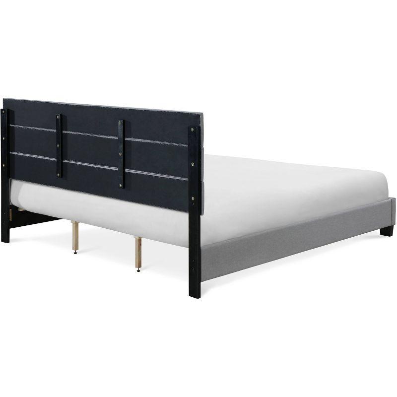 Hudson King-Size Gray Linen Tufted Upholstered Bed with Slats