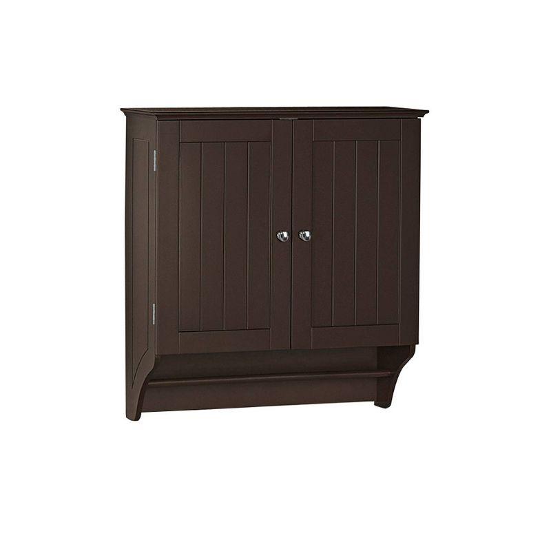 Espresso Two-Door Wall Mounted Medicine Cabinet with Towel Bar