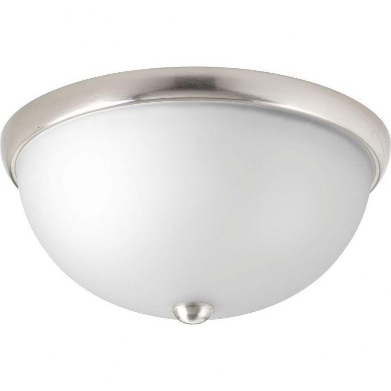 Brushed Nickel 2-Light Flush Mount with Etched Glass Shade