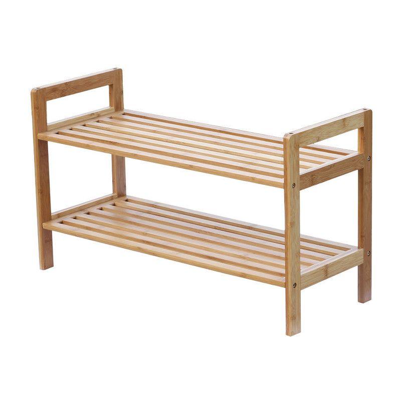 Natural Bamboo 2-Tier Stackable Shoe Rack