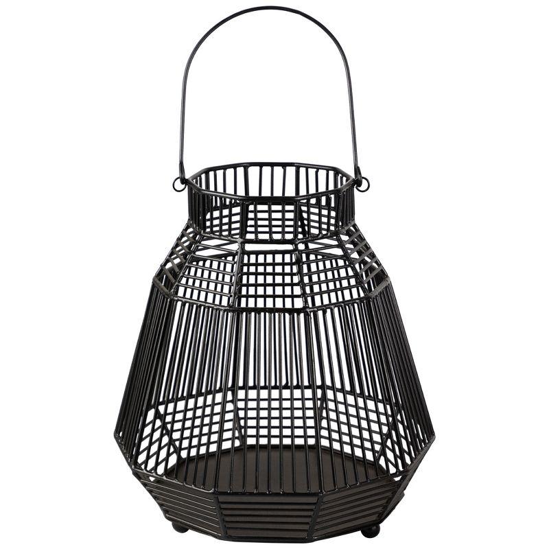 Northlight Large Geometric Iron Hurricane Candle Lantern - 11.25" - Black