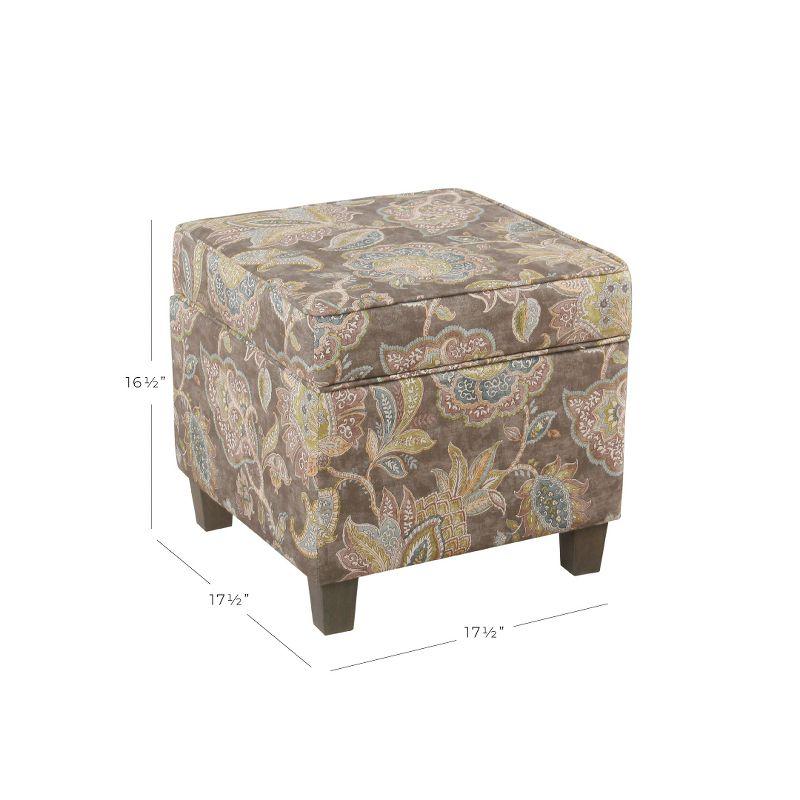 Cole Classics Square Storage Ottoman with Lift Off Top Gray Floral - HomePop