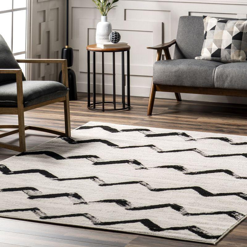 Nuloom Addison Chevron 9x12 Indoor Area Rug for Living Room Bedroom Dining Room Kitchen, Grey/Ivory