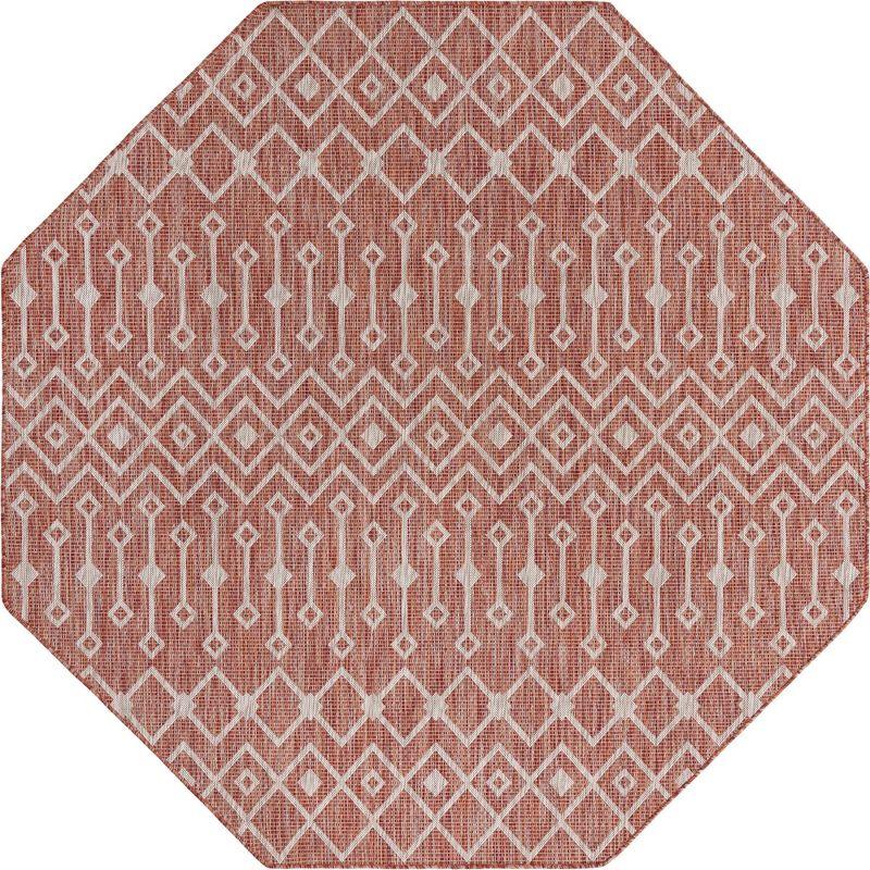 Unique Loom 7' 10 x 7' 10 Octagon Indoor/Outdoor Trellis Rust Red Area Rug