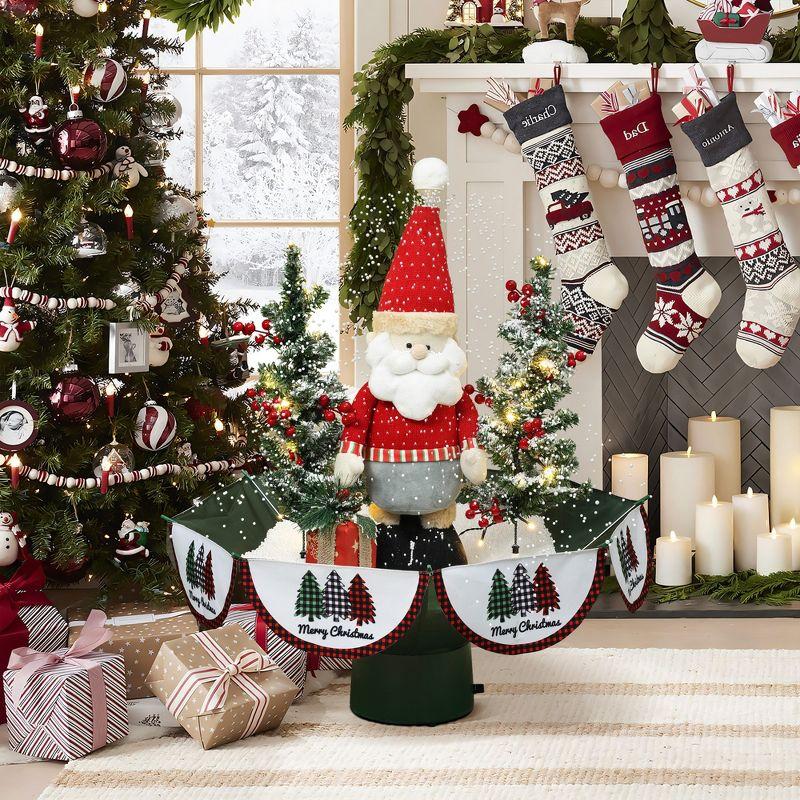 LuxenHome Holiday 31.5" Animated Musical Snowing Christmas Trees and Santa Decor with LED Lights Multicolored