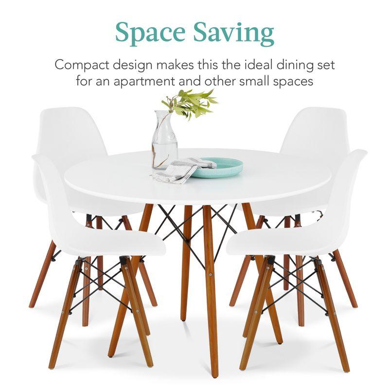 White and Walnut Mid-Century Modern 5-Piece Dining Set