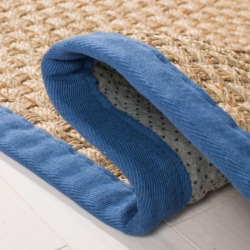 Blue and Natural Square Cotton Area Rug