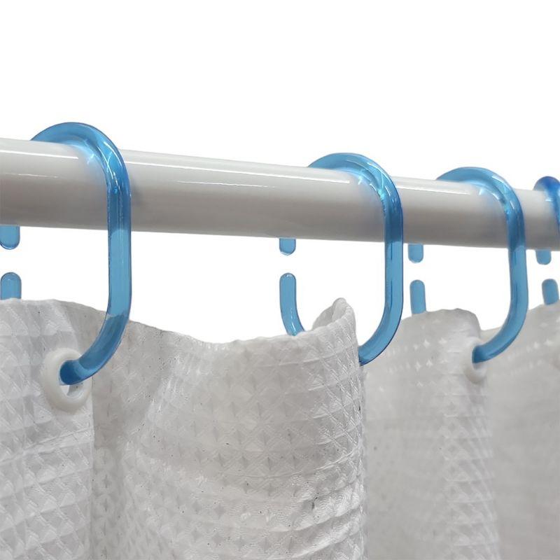Evideco Solid Plastic Shower Curtain Hooks Rings (Set of 12)