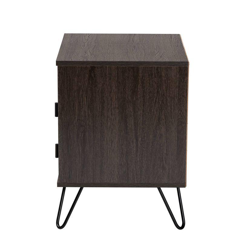 Glover Dark Brown Wood and Metal 2-Drawer Nightstand