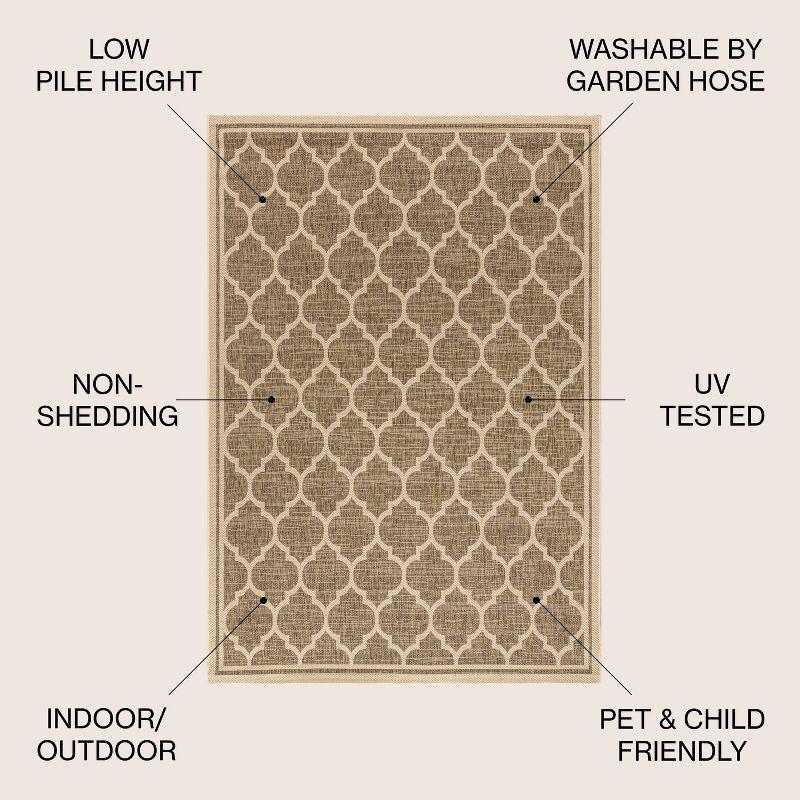 3'x5' Trebol Moroccan Trellis Textured Weave Indoor/Outdoor Area Rug, Brown/Beige - JONATHAN Y