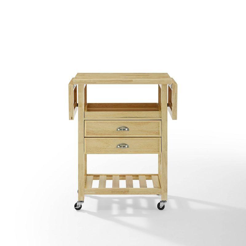 Bristol Natural Wood Drop-Leaf Kitchen Cart with Storage