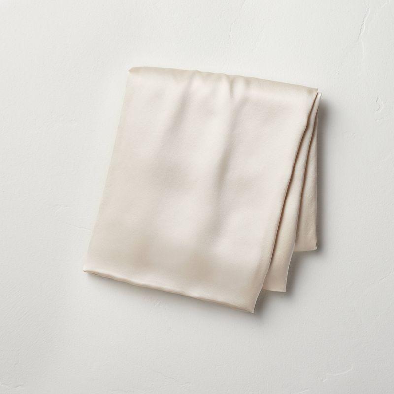 Standard Solid Silk Pillowcase Cream - Casaluna™: Hand Wash, Satin Construction, OEKO-TEX Certified