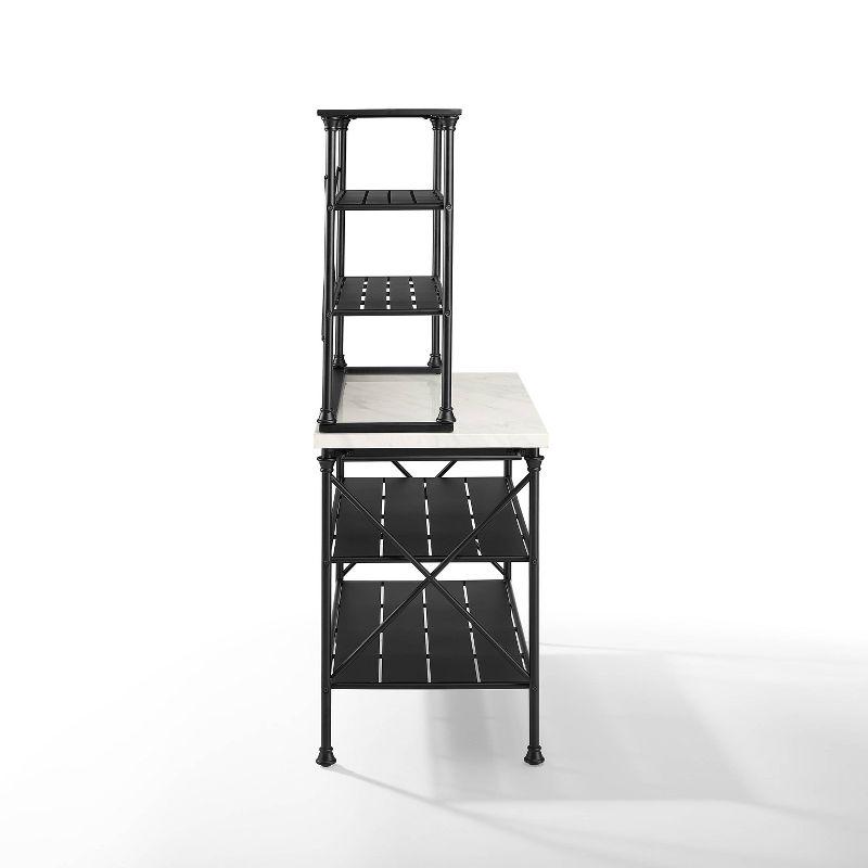 Madeleine Kitchen Island and Hutch Matte Black - Crosley: Veneer Surface, Metal Frame, 6 Open Shelves