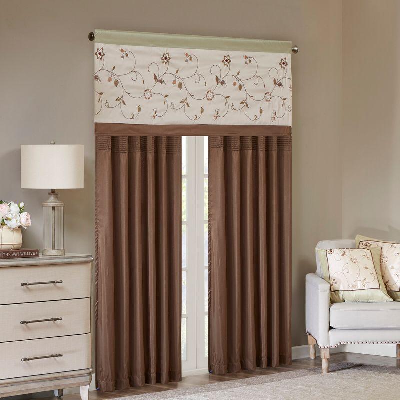 Madison Park Serene Floral Embroidered 50'' W Single Window Valance