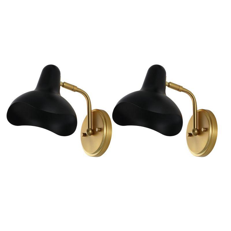 Norrix 10" Black and Brass Gold Wall Sconce Set