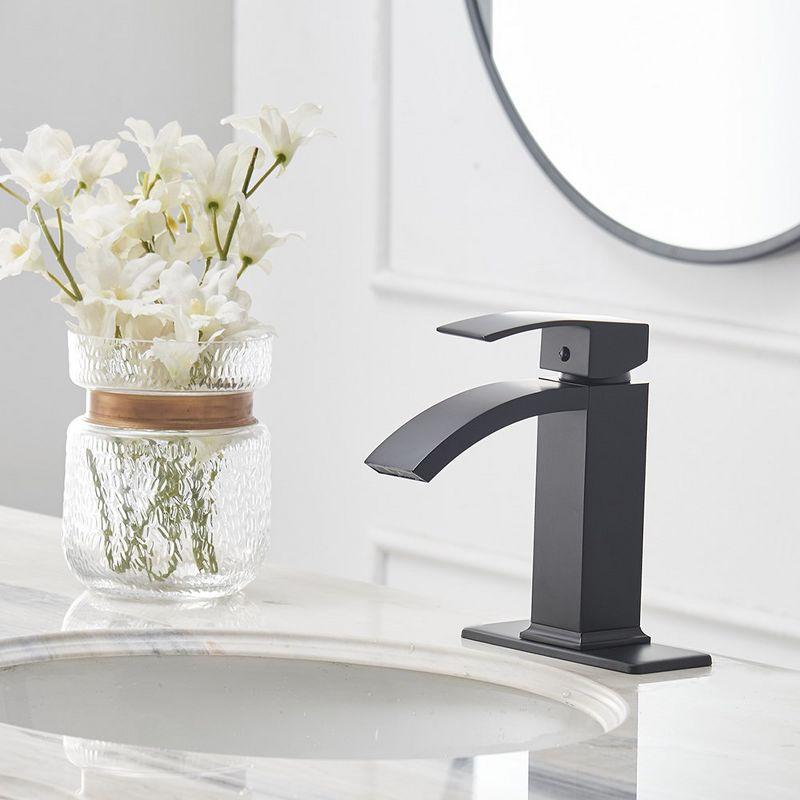 BWE Waterfall Single Hole Single-Handle Low-Arc Bathroom Sink Faucet With Pop-up Drain Assembly