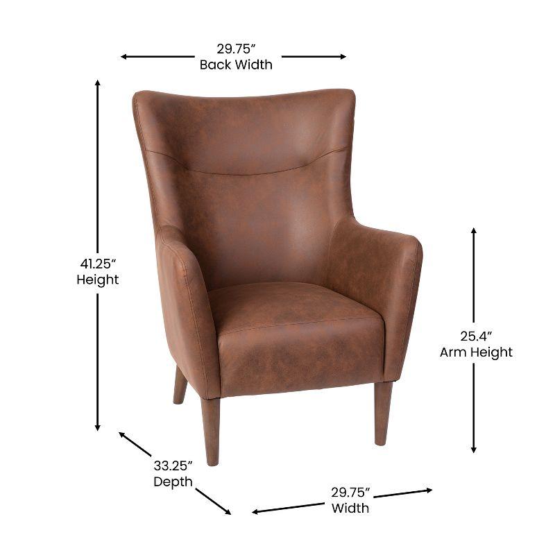 Flash Furniture Connor Traditional Wingback Accent Chair, Commercial Grade Faux Leather Upholstery and Wooden Frame and Legs