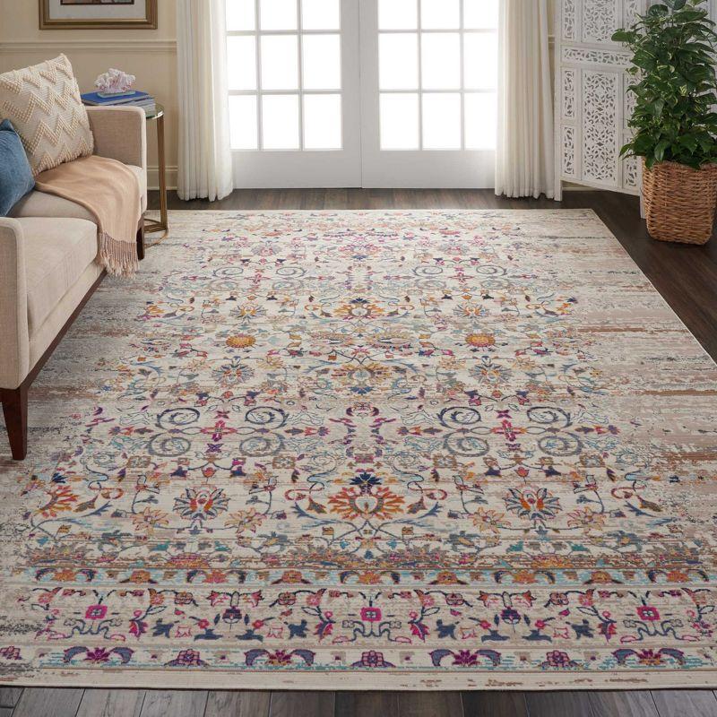 Vintage Ivory Charm 8' x 10' Hand-Knotted Synthetic Area Rug