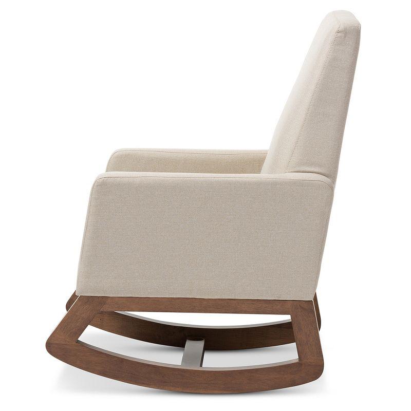 Yashiya Light Beige and Walnut Mid-Century Modern Rocking Chair