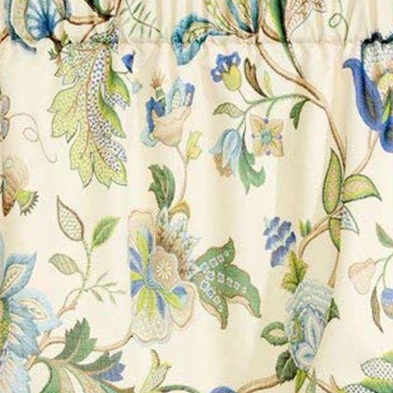 Brissac Blue Floral Polyester Scallop Window Valance