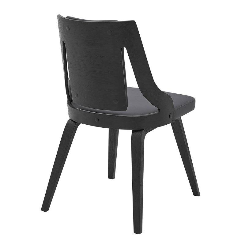 Set of 2 Aniston Faux Leather Wood Dining Chairs Gray/Black - Armen Living