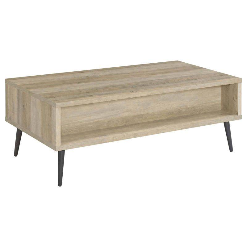 Coaster Welsh Mid Century Modern Wood Coffee Table with Drawer and Shelf Antique Pine/Gray