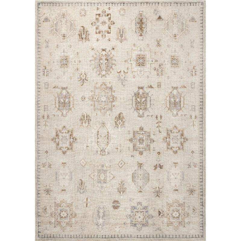 Nuloom Krystin Distressed Pet Friendly Machine Washable Area Rug, 5' x 8', Beige