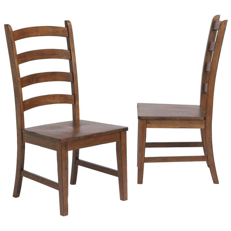 Brown High Ladderback Wood Side Chair Set