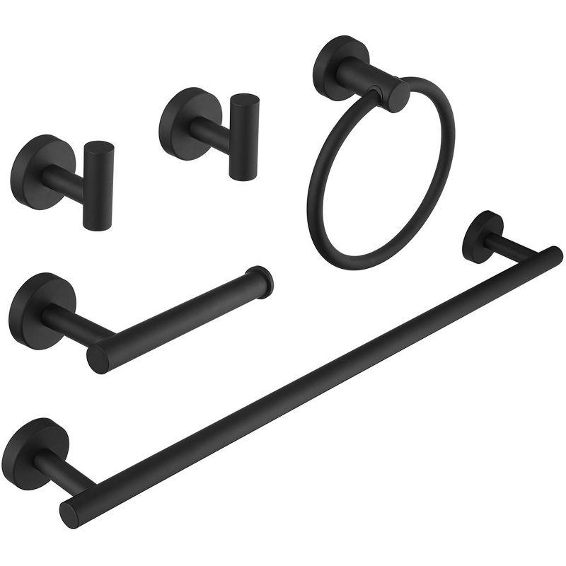 Matte Black Stainless Steel 5-Piece Bathroom Hardware Set