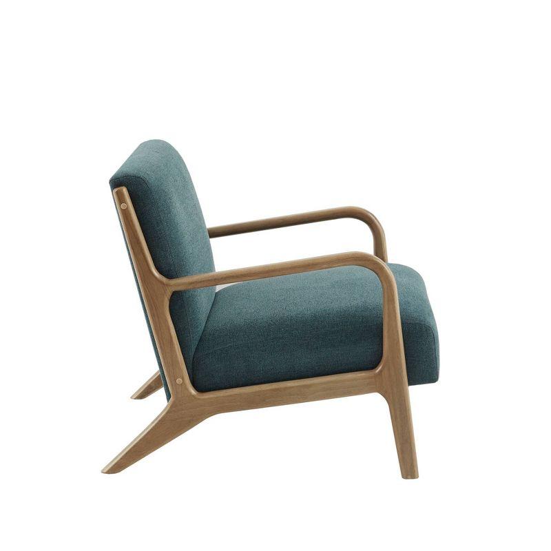 Mid-Century Teal Lounge Chair with Elm Wood Frame