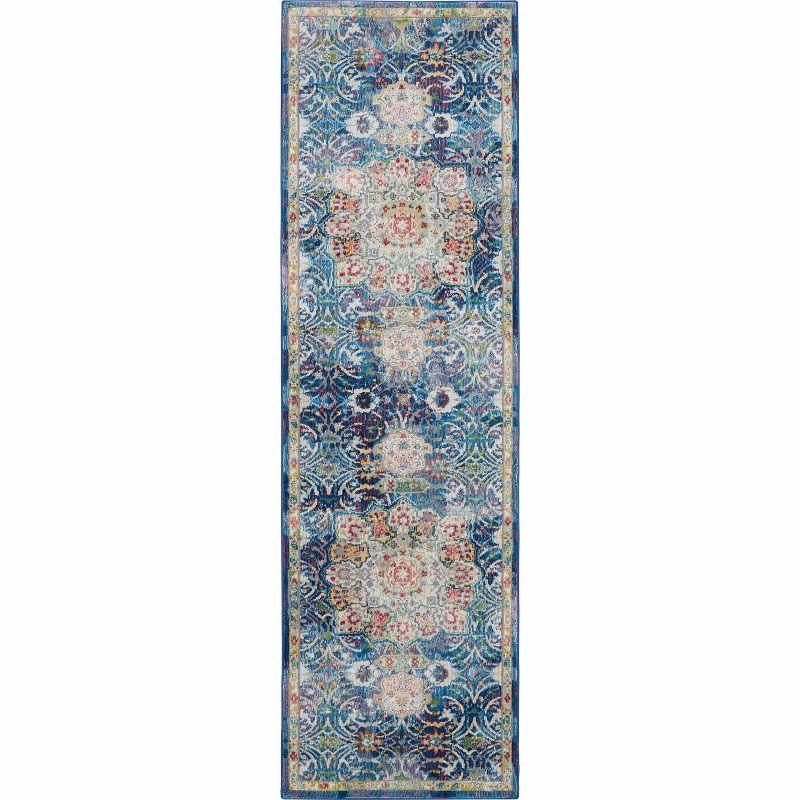 Nourison Global Vintage 2' x 6' (6' Runner) Blue Area Rug Oushak Vintage Center Medallion by Nourison