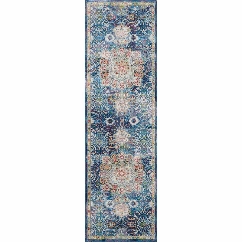 Blue Medallion Hand-Knotted Synthetic Runner Rug 2' x 6'