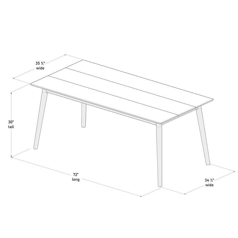 Plank+Beam 72" Mid Century Modern Dining Table, Solid Wood Kitchen & Dining Room Table for 6, Black