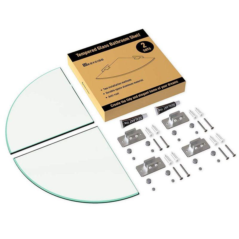 GeekDigg Glass Shelf Shower Caddie, 2-Pack Clear