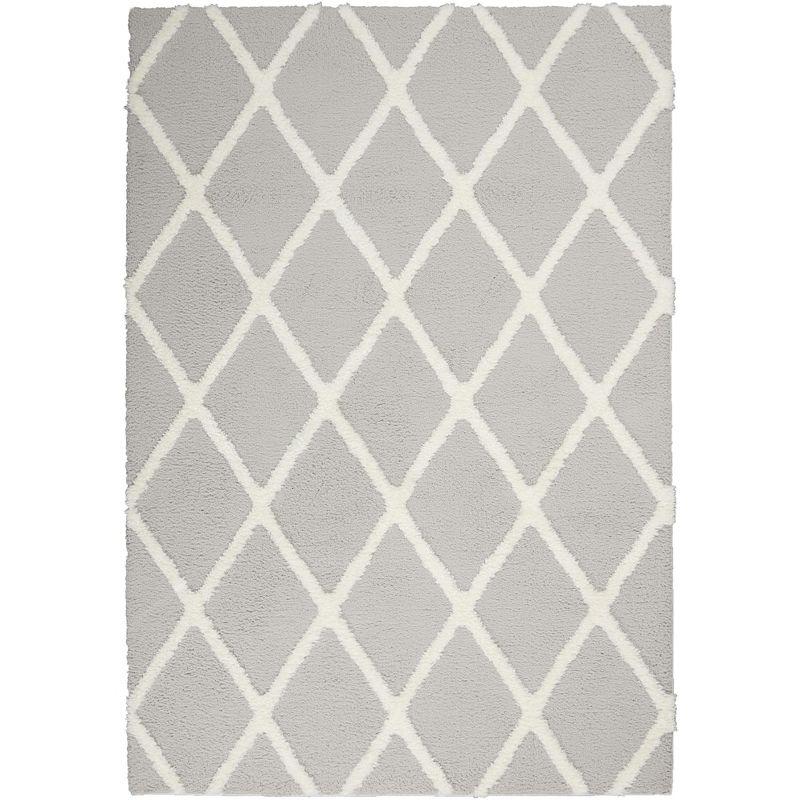 Gray Trellis 5'3" x 7'3" Handmade Tufted Shag Rug