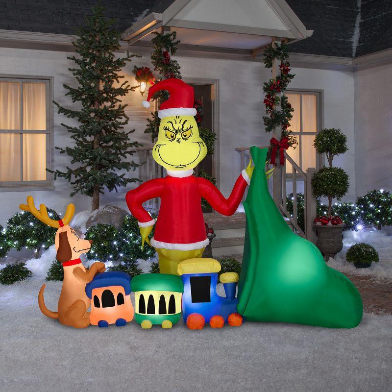 Airblown-Grinch Putting Train in Santa Sack-LG Scene-Dr. Seuss