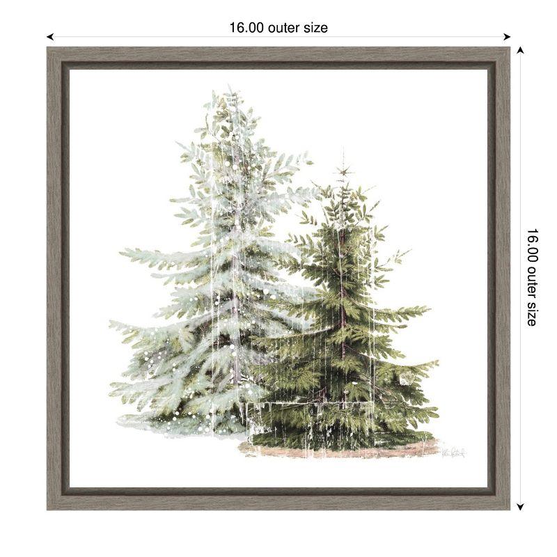 Amanti Art Vintage Wooded Holiday Trees in Snow by Katie Pertiet Canvas Wall Art Print Framed 16 x 16-in.