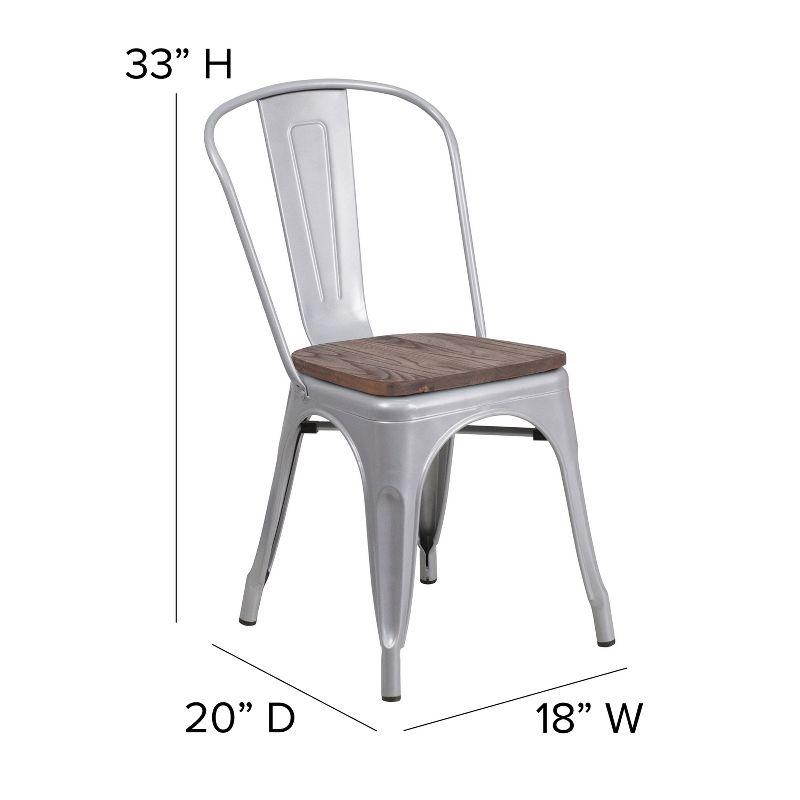 Striling Rustic Walnut Restaurant Chair with Wood Seat & Back and Gray Powder Coat Frame