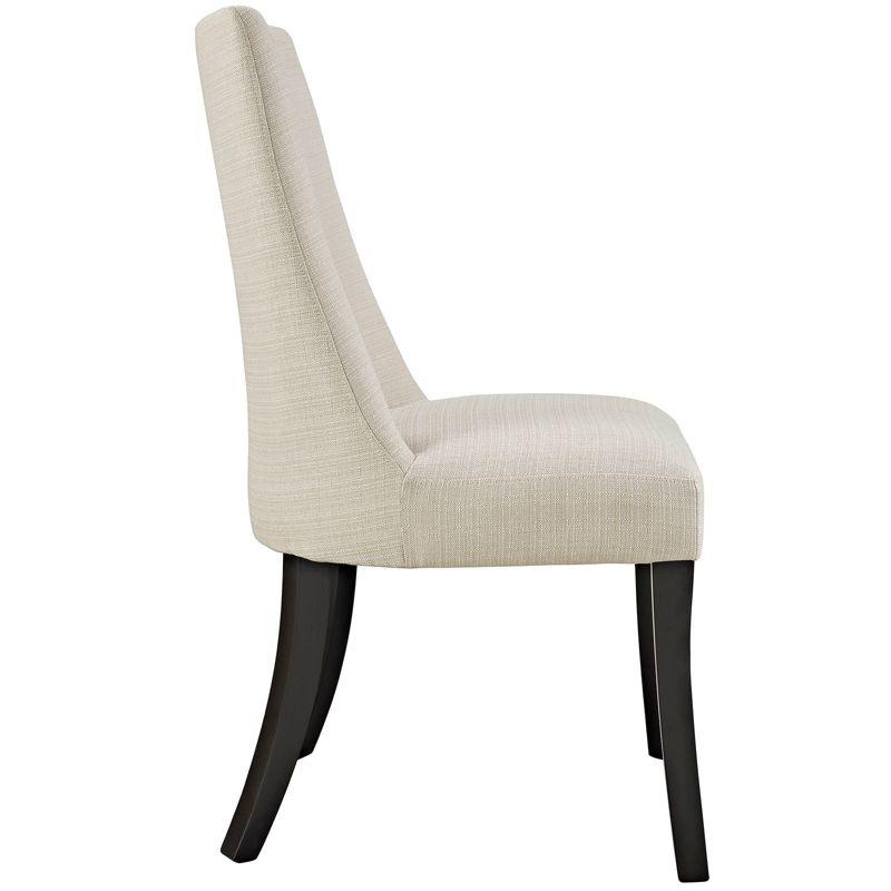 Modway Reverie Dining Side Chair Beige: Polyester Upholstery, Espresso Wood Legs, Armless Design, 287lb Capacity