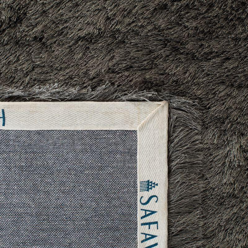 Titanium Round Handmade Tufted Shag Area Rug