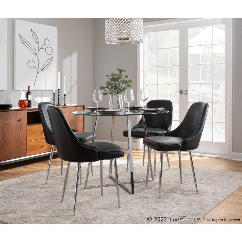 40" Cosmo Round Dining Table Chrome/Clear Glass - LumiSource: Contemporary Style, 4-Seater, Steel Pedestal Base
