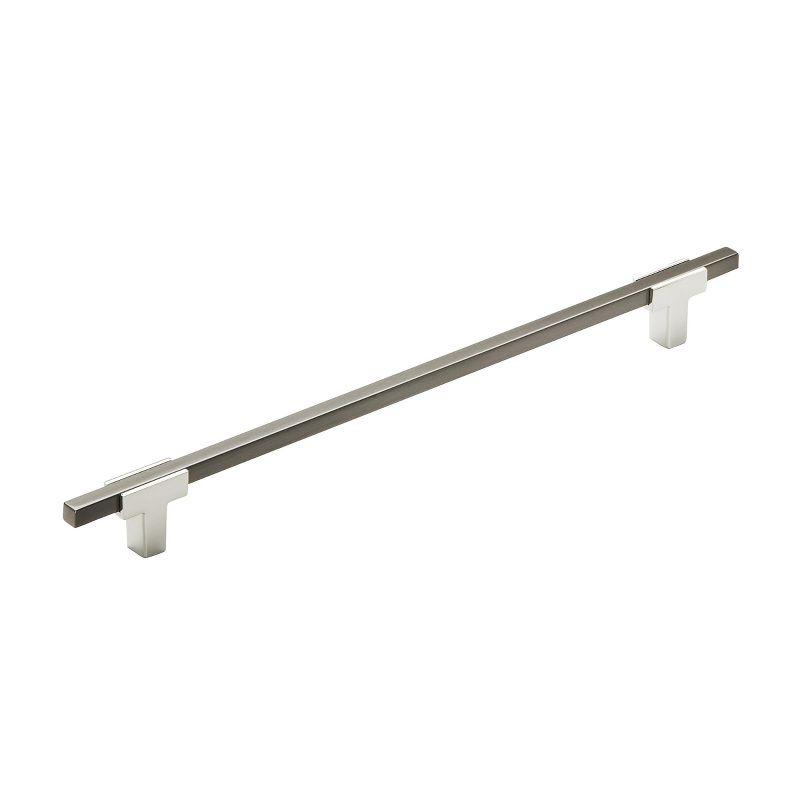 Modern Polished Chrome and Black Chrome Bar Pull with Mounting Hardware