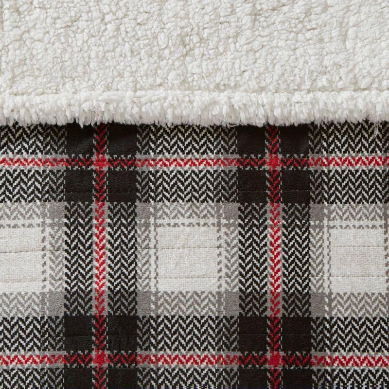 60"x70" Ridley Faux Mink to Berber Heated Throw Blanket Black - Woolrich: Rustic Microfiber, Hypoallergenic