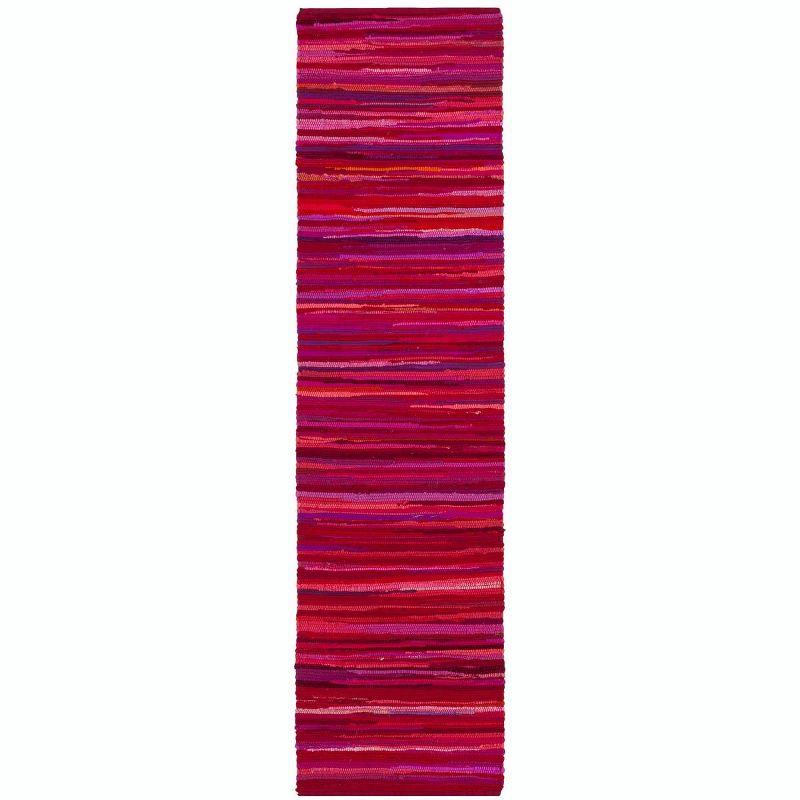 Rag Rug RAR130 Hand Woven Indoor Runner Rug - Red/Multi - 2'3"x12' - Safavieh.